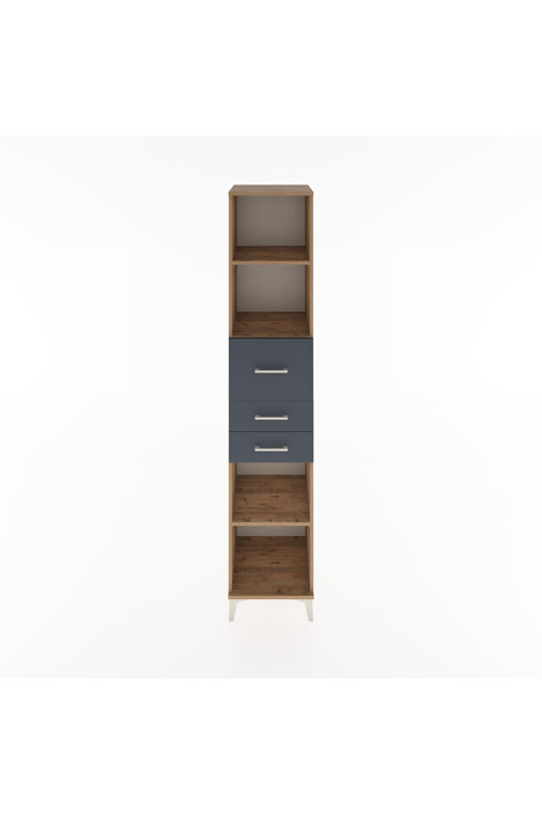 Hyperion Dolap 4 Raflı 3 Çekmeceli 44x44x221 Çam-Antrasit