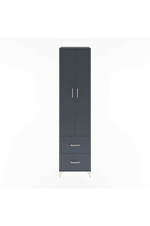 Hyperion Dolap 5 Raflı 2 Çekmeceli 2 Kapaklı 60x44x243 Antrasit-Antrasit