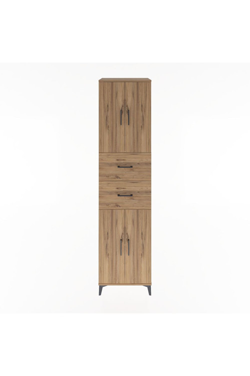 Hyperion Dolap 3 Raflı 2 Çekmeceli 4 Kapaklı 60x44x243 Çam-Çam