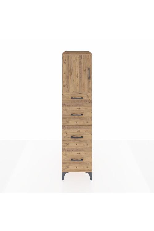 Kronos Dolap Tek Raflı 4 Çekmeceli Tek Kapaklı 44x59x182 Çam-Çam