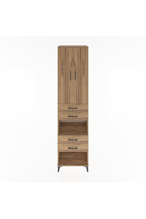 Hyperion Dolap 4 Raflı 4 Çekmeceli 2 Kapaklı 60x44x243 Çam-Çam