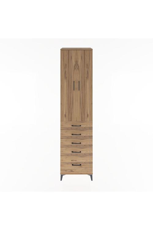 Hyperion Dolap 4 Raflı 5 Çekmeceli 2 Kapaklı 60x44x243 Çam-Çam