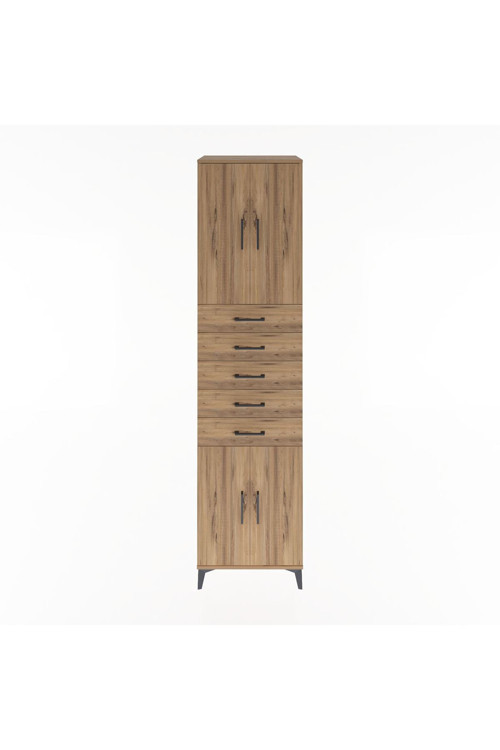 Hyperion Dolap 3 Raflı 5 Çekmeceli 4 Kapaklı 60x44x243 Çam-Çam