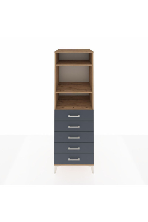 Kronos Dolap 3 Raflı 5 Çekmeceli 60 x 59 x 182 cm Çam - Antrasit