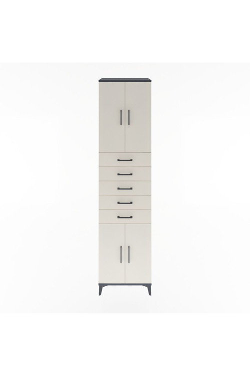 Hyperion Dolap 3 Raflı 5 Çekmeceli 4 Kapaklı 60x44x243 Antrasit-Aytaşı