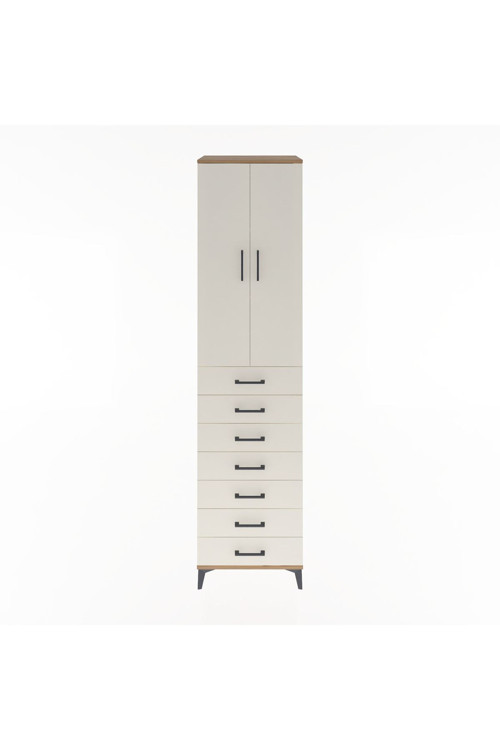 Hyperion Dolap 3 Raflı 7 Çekmeceli 2 Kapaklı 60x44x243 Çam-Aytaşı