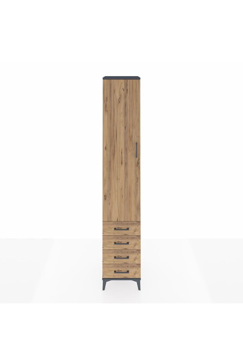 Hyperion Dolap 5 Raflı 4 Çekmeceli 1 Kapaklı 44 x 44 x 243 cm Antrasit - Çam