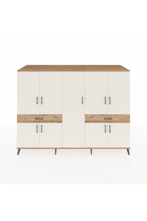 Kronos Dolap 12 Raflı 2 Çekmeceli 8 Kapaklı 220 x 59 x 163 cm Çam - Aytaşı - Çam