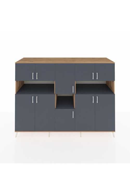 Kronos Dolap 14 Raflı 10 Kapaklı 220 x 59 x 163 cm Çam - Antrasit