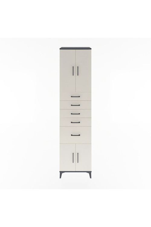 Hyperion Dolap 2 Raflı 5 Çekmeceli 4 Kapaklı 60x44x243 Antrasit-Aytaşı