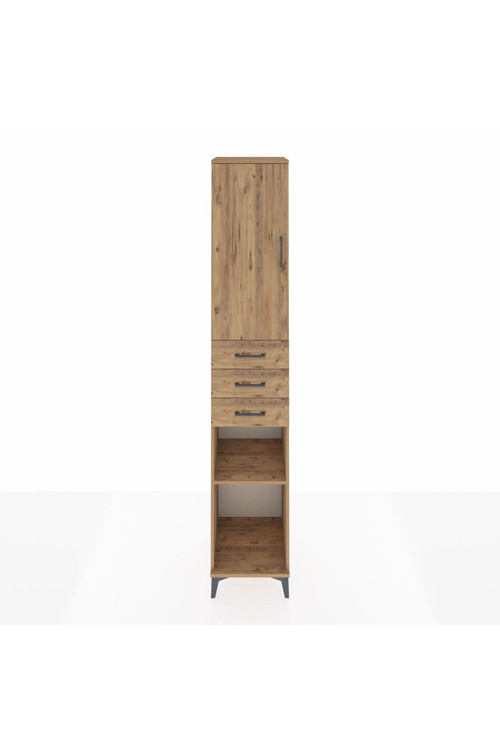 Hyperion Dolap 4 Raflı 3 Çekmeceli Tek Kapaklı 44x44x243 Çam-Çam