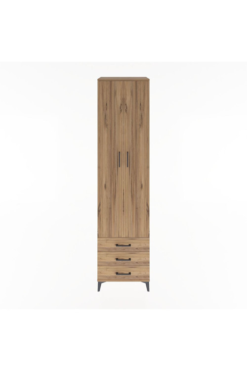 Hyperion Dolap 5 Raflı 3 Çekmeceli 2 Kapaklı 60x44x243 Çam-Çam