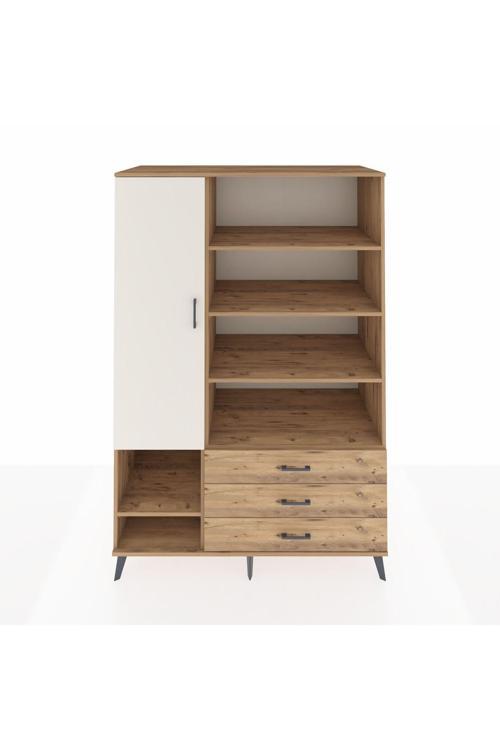Kronos Dolap 9 Raflı 3 Çekmeceli Tek Kapaklı 132x59x195 Çam-Aytaşı/Çam