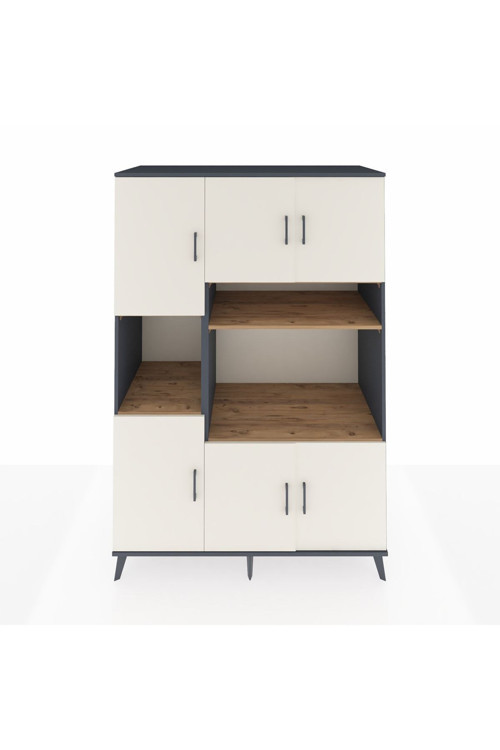 Kronos Dolap 9 Raflı 6 Kapaklı 132x59x195 Antrasit-Aytaşı/Çam