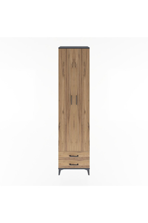 Hyperion Dolap 6 Raflı 2 Çekmeceli 2 Kapaklı 60 x 44 x 243 cm Antrasit - Çam