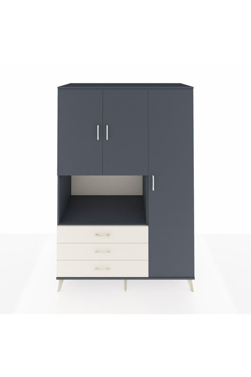 Kronos Dolap 7 Raflı 3 Çekmeceli 3 Kapaklı 132 x 59 x 195 cm Antrasit - Antrasit - Aytaşı