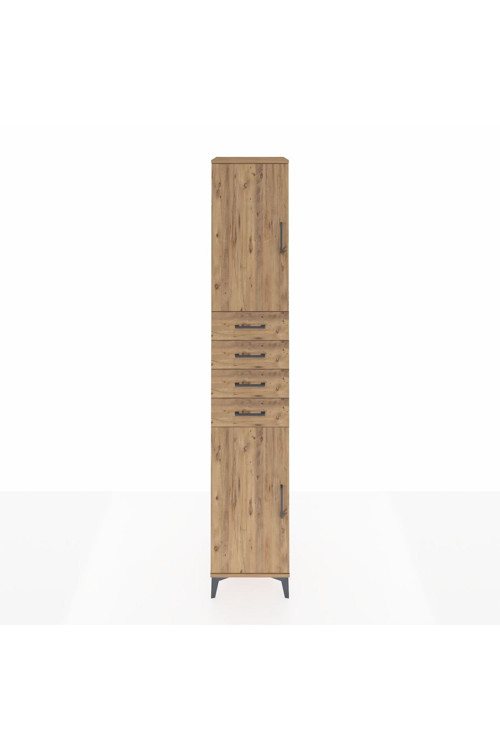 Hyperion Dolap 4 Raflı 4 Çekmeceli 2 Kapaklı 44 x 44 x 243 cm Çam - Çam