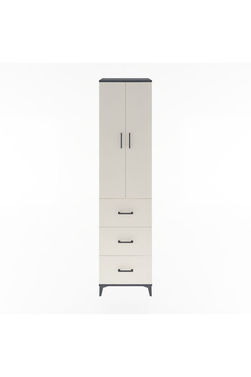 Hyperion Dolap 4 Raflı 3 Çekmeceli 2 Kapaklı 60 x 44 x 243 cm Antrasit - Aytaşı