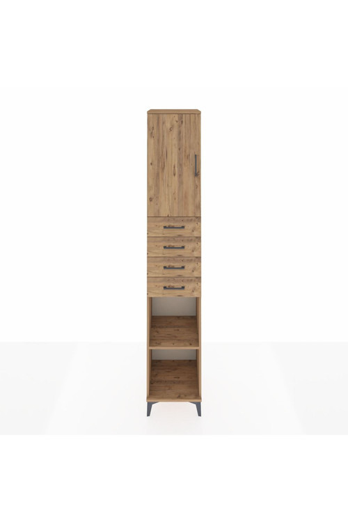 Hyperion Dolap 4 Raflı 4 Çekmeceli Tek Kapaklı 44x44x243 Çam-Çam