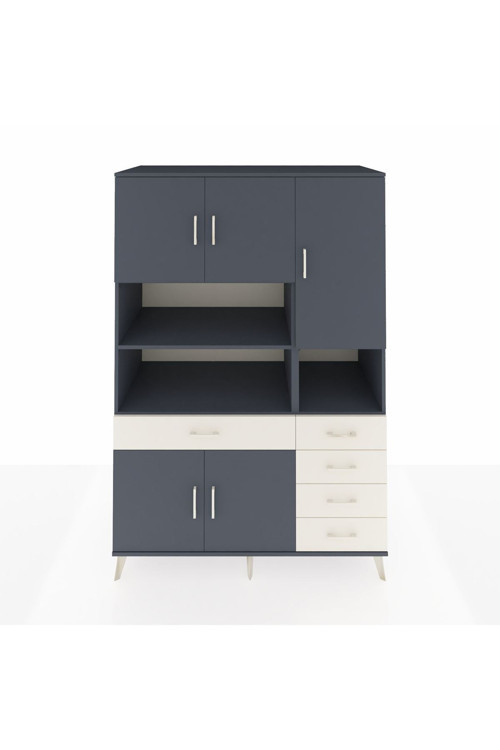 Kronos Dolap 9 Raflı 5 Çekmeceli 5 Kapaklı 132 x 59 x 195 cm Antrasit - Antrasit - Aytaşı