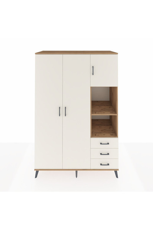 Kronos Dolap 5 Raflı 3 Çekmeceli 1 Askılı 132 x 59 x 195 cm Çam - Aytaşı - Aytaşı
