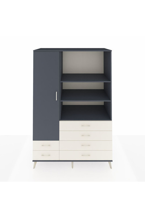 Kronos Dolap 7 Raflı 6 Çekmeceli 1 Kapaklı 132 x 59 x 195 cm Antrasit - Antrasit - Aytaşı
