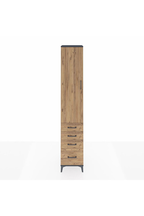 Hyperion Dolap 4 Raflı 4 Çekmeceli 1 Kapaklı 44 x 44 x 243 cm Antrasit - Çam