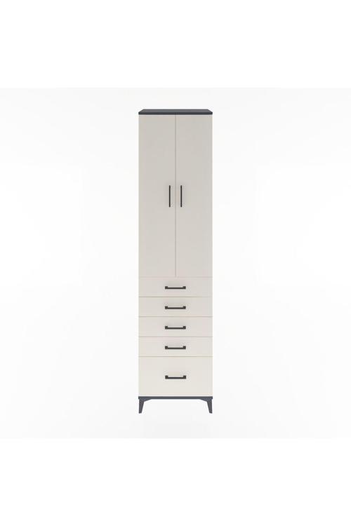 Hyperion Dolap 4 Raflı 5 Çekmeceli 2 Kapaklı 60 x 44 x 243 cm Antrasit - Aytaşı