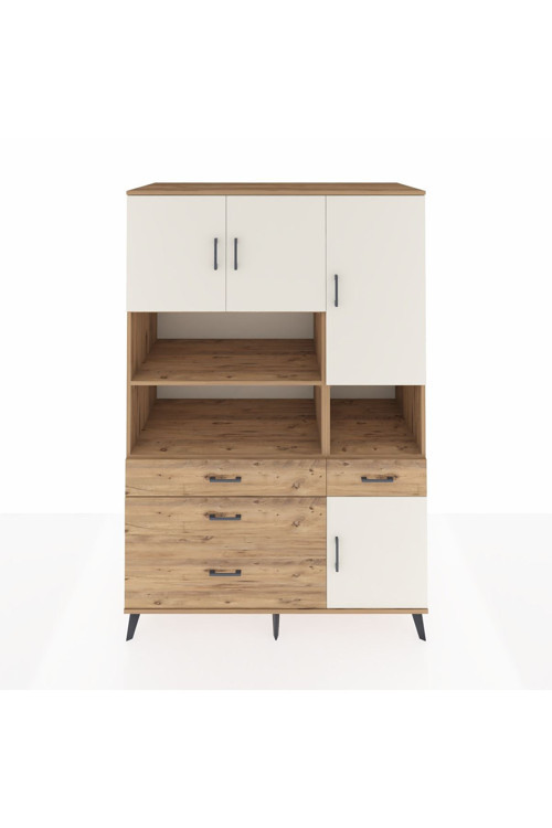 Kronos Dolap 9 Raflı 4 Çekmeceli 4 Kapaklı 132 x 59 x 195 cm Çam - Aytaşı - Çam