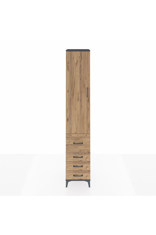 Hyperion Dolap 2 Raflı 4 Çekmeceli 1 Askılı 44 x 44 x 243 cm Antrasit - Çam
