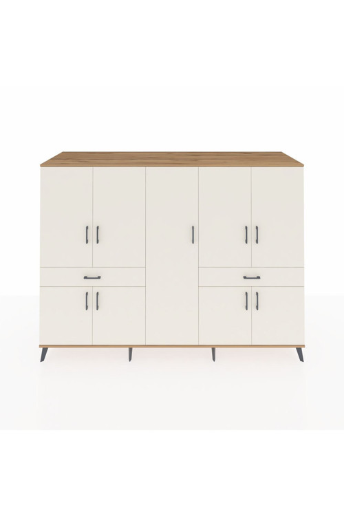 Kronos Dolap 12 Raflı 2 Çekmeceli 8 Kapaklı 220 x 59 x 163 cm Çam - Aytaşı