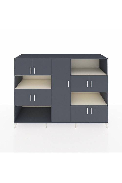 Kronos Dolap 10 Raflı 9 Kapaklı 220 x 59 x 163 cm Antrasit - Antrasit - Aytaşı