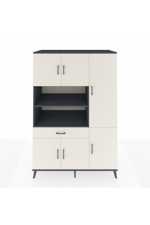 Kronos Dolap 10 Raflı 1 Çekmeceli 6 Kapaklı 132 x 59 x 195 cm Antrasit - Aytaşı - Aytaşı