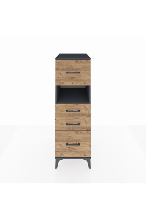 Kronos Dolap 1 Raflı 4 Çekmeceli 44 x 59 x 134 cm Antrasit - Çam