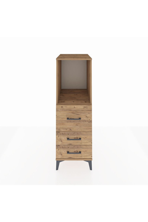 Kronos Dolap Tek Raflı 3 Çekmeceli 44x59x134 Çam-Çam