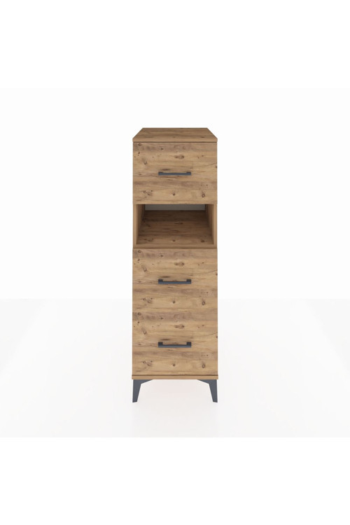 Kronos Dolap Tek Raflı 3 Çekmeceli 44x59x134 Çam-Çam