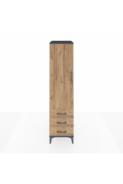 Kronos Dolap 1 Raflı 3 Çekmeceli 1 Askılı 44 x 59 x 182 cm Antrasit - Çam