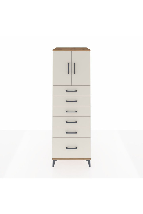 Kronos Dolap 1 Raflı 6 Çekmeceli 2 Kapaklı 60 x 59 x 182 cm Çam - Aytaşı