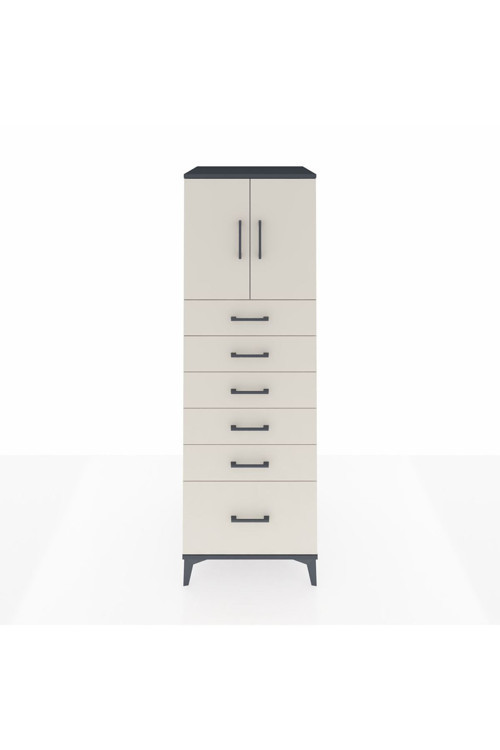 Kronos Dolap 1 Raflı 6 Çekmeceli 2 Kapaklı 60 x 59 x 182 cm Antrasit - Aytaşı