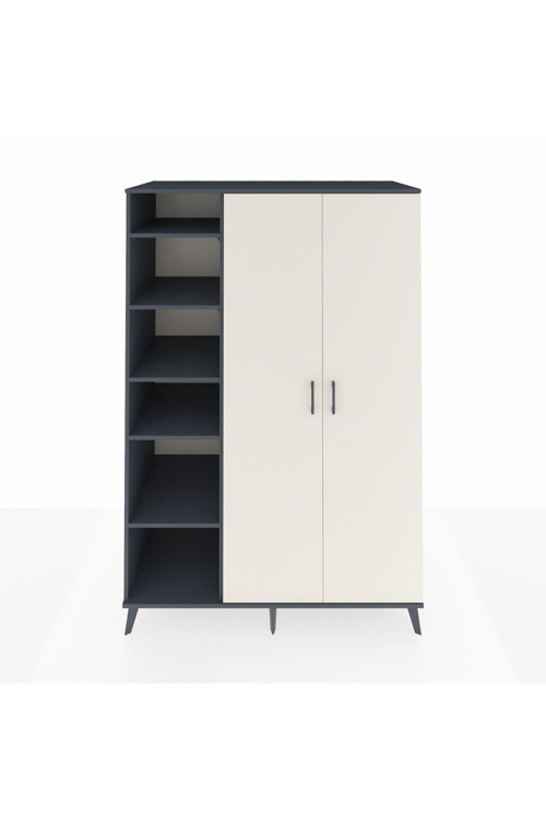 Kronos Dolap 7 Raflı 2 Kapaklı 1 Askılı 132 x 59 x 195 cm Antrasit - Aytaşı - Antrasit