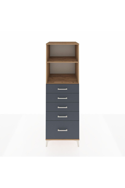 Kronos Dolap 2 Raflı 5 Çekmeceli 60 x 59 x 182 cm Çam - Antrasit