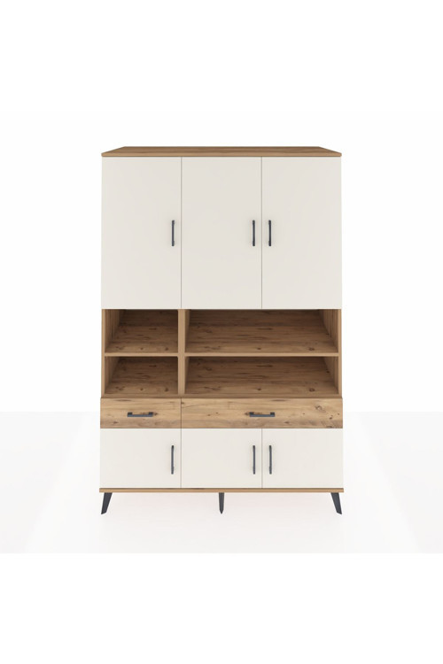 Kronos Dolap 8 Raflı 2 Çekmeceli 6 Kapaklı 132 x 59 x 195 cm Çam - Aytaşı - Çam
