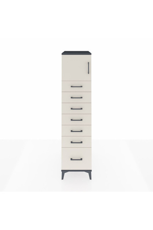 Kronos Dolap 1 Raflı 7 Çekmeceli 1 Kapaklı 44 x 59 x 182 cm Antrasit - Aytaşı