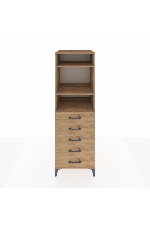 Kronos Dolap 3 Raflı 5 Çekmeceli 60 x 59 x 182 cm Çam - Çam