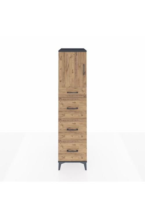 Kronos Dolap 1 Raflı 4 Çekmeceli 1 Kapaklı 44 x 59 x 182 cm Antrasit - Çam