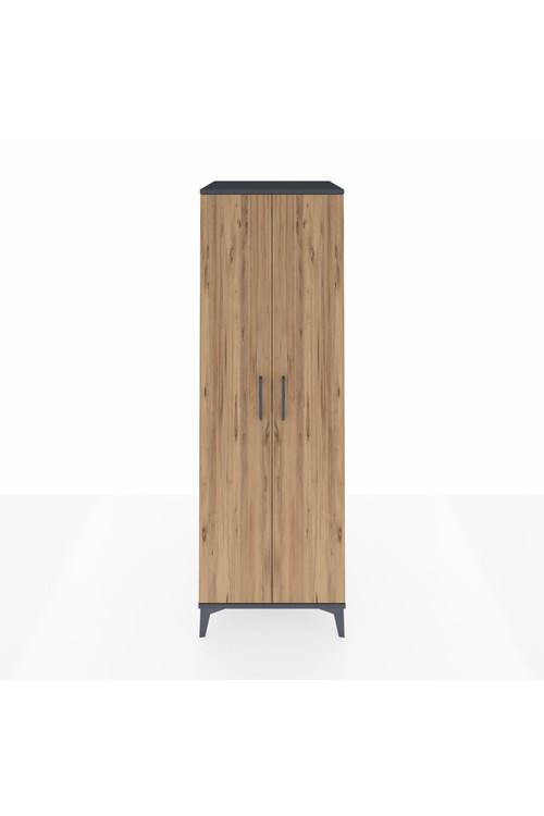Kronos Dolap 2 Raflı 2 Kapaklı 1 Askılı 60 x 59 x 182 cm Antrasit - Çam