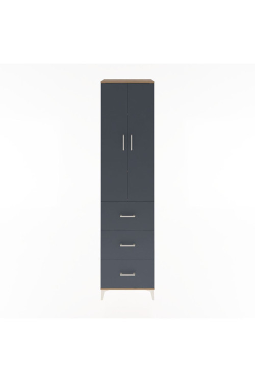 Hyperion Dolap 4 Raflı 3 Çekmeceli 2 Kapaklı 60 x 44 x 243 cm Çam - Antrasit