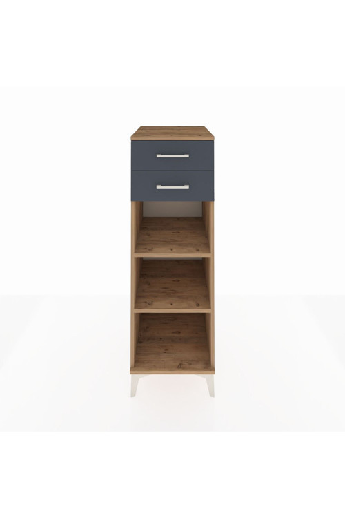 Kronos Dolap 2 Raflı 2 Çekmeceli 44x59x134 Çam-Antrasit