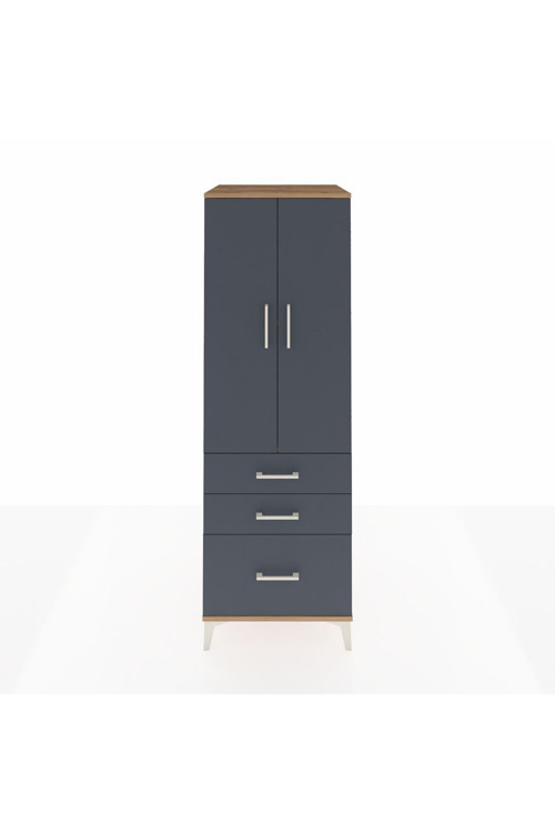 Kronos Dolap 2 Raflı 3 Çekmeceli 2 Kapaklı 60 x 59 x 182 cm Çam - Antrasit