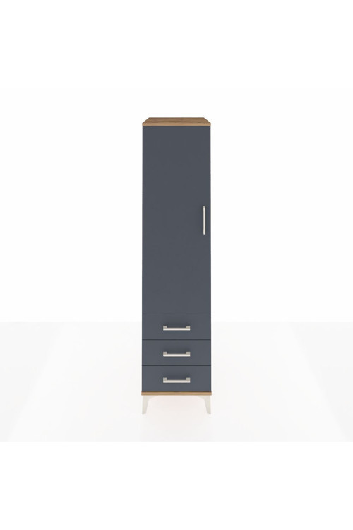 Kronos Dolap 1 Raflı 3 Çekmeceli 1 Askılı 44 x 59 x 182 cm Çam - Antrasit